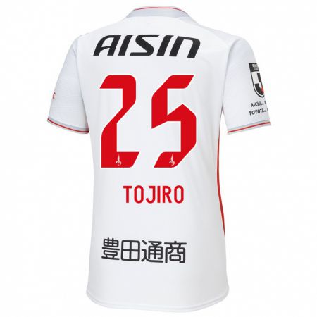 Kandiny Bambino Maglia Tojiro Kubo #25 Bianco Giallo Rosso Kit Gara Away 2024/25 Maglietta