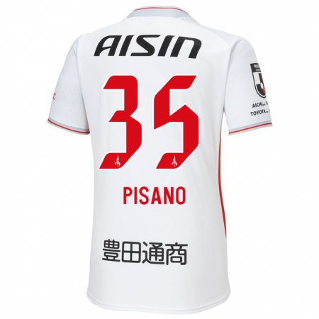 Kandiny Bambino Maglia Alexandre Pisano #35 Bianco Giallo Rosso Kit Gara Away 2024/25 Maglietta