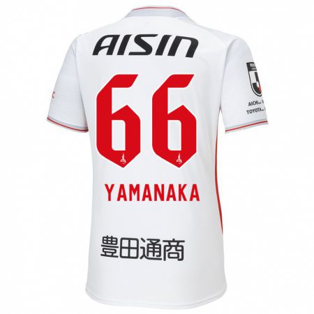 Kandiny Bambino Maglia Ryosuke Yamanaka #66 Bianco Giallo Rosso Kit Gara Away 2024/25 Maglietta