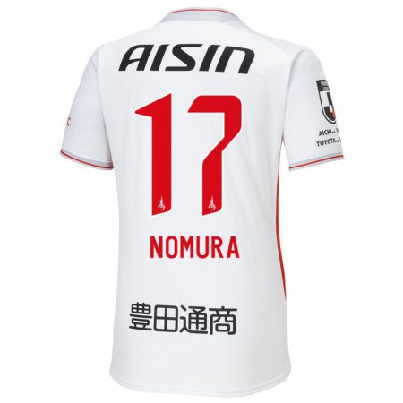 Kandiny Niño Camiseta Yuto Nomura #17 Blanco Amarillo Rojo 2ª Equipación 2024/25 La Camisa