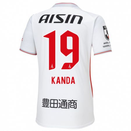 Kandiny Bambino Maglia Ryu Kanda #19 Bianco Giallo Rosso Kit Gara Away 2024/25 Maglietta