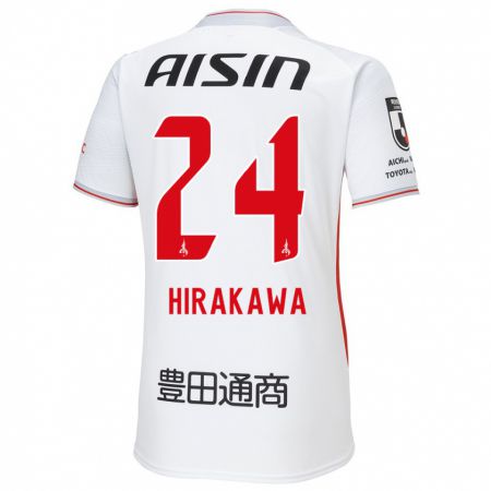 Kandiny Niño Camiseta Haruto Hirakawa #24 Blanco Amarillo Rojo 2ª Equipación 2024/25 La Camisa