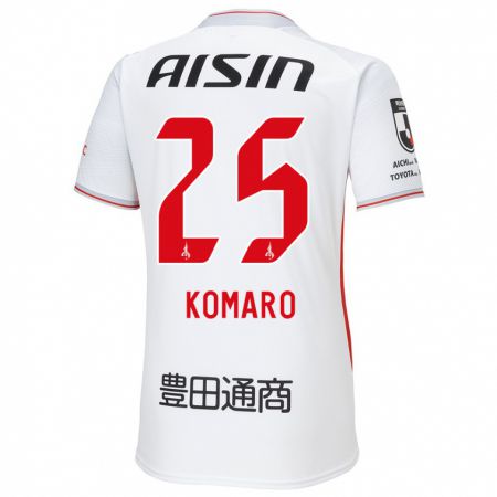 Kandiny Bambino Maglia Shuta Komaro #25 Bianco Giallo Rosso Kit Gara Away 2024/25 Maglietta