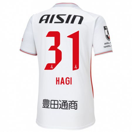 Kandiny Bambino Maglia Hiroaki Hagi #31 Bianco Giallo Rosso Kit Gara Away 2024/25 Maglietta