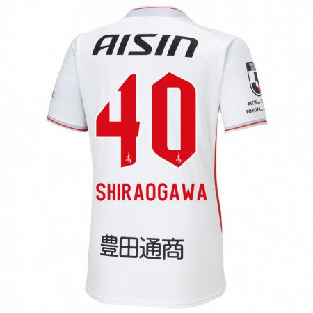 Kandiny Bambino Maglia Rekuto Shiraogawa #40 Bianco Giallo Rosso Kit Gara Away 2024/25 Maglietta