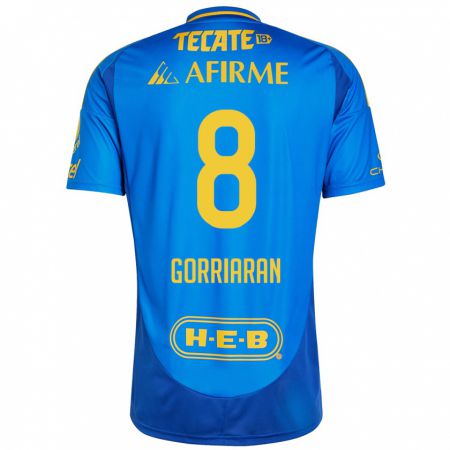 Kandiny Bambino Maglia Fernando Gorriarán #8 Blu Giallo Kit Gara Away 2024/25 Maglietta