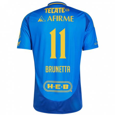 Kandiny Bambino Maglia Juan Brunetta #11 Blu Giallo Kit Gara Away 2024/25 Maglietta