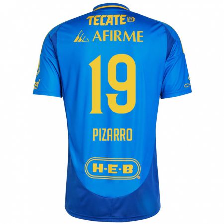 Kandiny Niño Camiseta Guido Pizarro #19 Azul Amarillo 2ª Equipación 2024/25 La Camisa