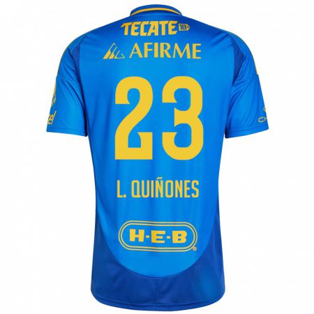 Kandiny Bambino Maglia Luis Quiñones #23 Blu Giallo Kit Gara Away 2024/25 Maglietta