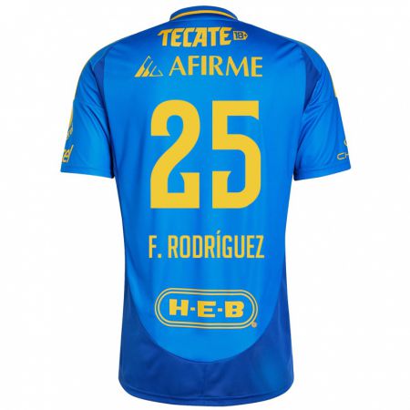 Kandiny Bambino Maglia Felipe Rodríguez #25 Blu Giallo Kit Gara Away 2024/25 Maglietta