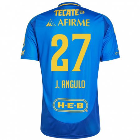 Kandiny Bambino Maglia Jesús Angulo #27 Blu Giallo Kit Gara Away 2024/25 Maglietta