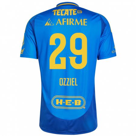 Kandiny Kinderen Ozziel Herrera #29 Blauw Geel Uitshirt Uittenue 2024/25 T-Shirt België