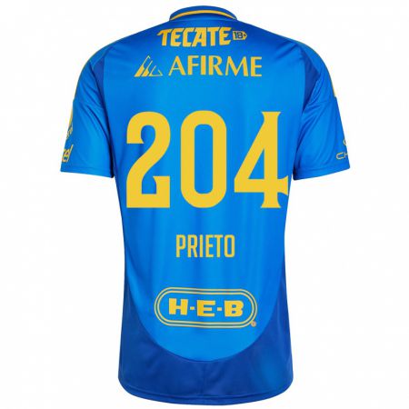 Kandiny Bambino Maglia Leonel Prieto #204 Blu Giallo Kit Gara Away 2024/25 Maglietta