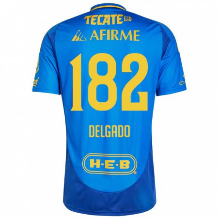 Kandiny Kinderen Arturo Delgado #182 Blauw Geel Uitshirt Uittenue 2024/25 T-Shirt België