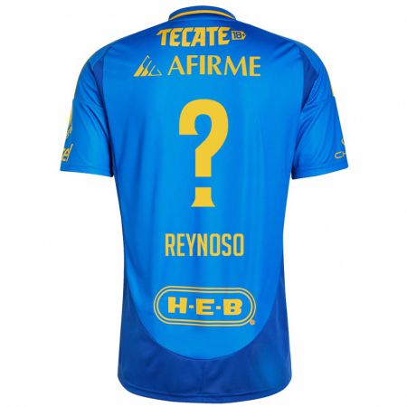 Kandiny Kinderen Omar Reynoso #0 Blauw Geel Uitshirt Uittenue 2024/25 T-Shirt