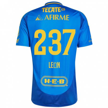 Kandiny Kinderen Gabriel León #237 Blauw Geel Uitshirt Uittenue 2024/25 T-Shirt België