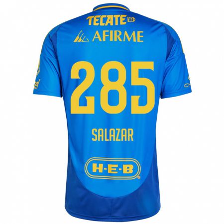 Kandiny Bambino Maglia Bryan Salazar #285 Blu Giallo Kit Gara Away 2024/25 Maglietta