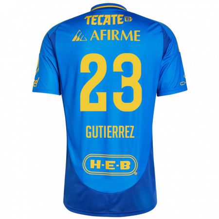 Kandiny Kinder Jana Gutierrez #23 Blau Gelb Auswärtstrikot Trikot 2024/25 T-Shirt Österreich