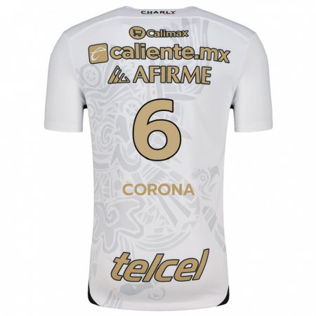 Kandiny Niño Camiseta Joe Corona #6 Blanco Negro 2ª Equipación 2024/25 La Camisa