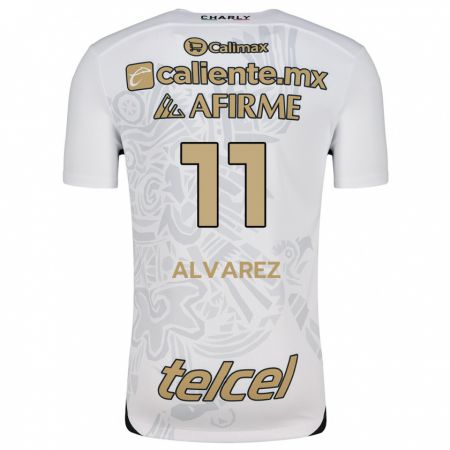 Kandiny Niño Camiseta Efraín Álvarez #11 Blanco Negro 2ª Equipación 2024/25 La Camisa