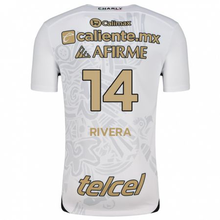 Kandiny Bambino Maglia Christian Rivera #14 Bianco Nero Kit Gara Away 2024/25 Maglietta