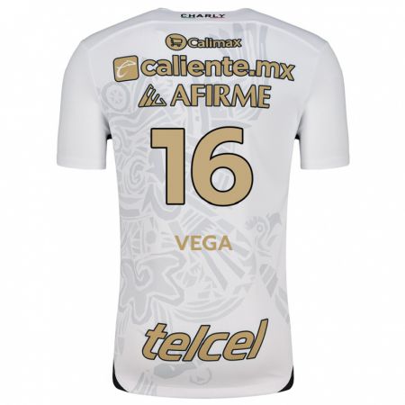 Kandiny Niño Camiseta Alan Vega #16 Blanco Negro 2ª Equipación 2024/25 La Camisa