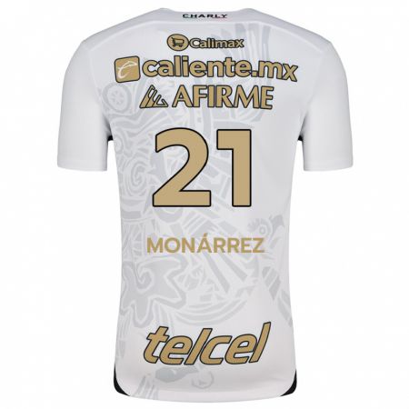 Kandiny Bambino Maglia Fernando Monárrez #21 Bianco Nero Kit Gara Away 2024/25 Maglietta