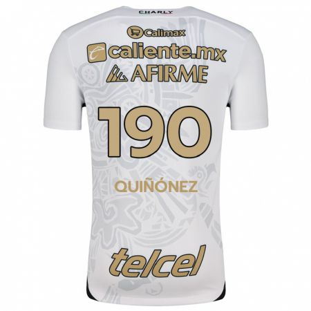 Kandiny Bambino Maglia Martín Quiñónez #190 Bianco Nero Kit Gara Away 2024/25 Maglietta