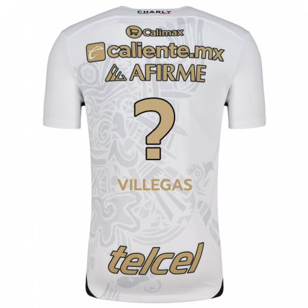 Kandiny Bambino Maglia Óscar Villegas #0 Bianco Nero Kit Gara Away 2024/25 Maglietta