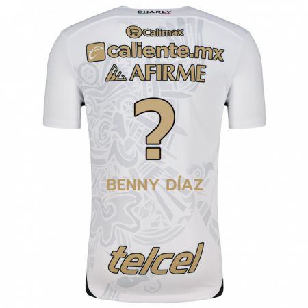 Kandiny Bambino Maglia Benny Díaz #0 Bianco Nero Kit Gara Away 2024/25 Maglietta