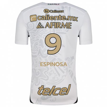 Kandiny Niño Camiseta Daniela Espinosa #9 Blanco Negro 2ª Equipación 2024/25 La Camisa