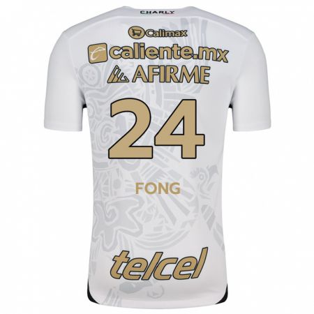 Kandiny Bambino Maglia Michel Fong #24 Bianco Nero Kit Gara Away 2024/25 Maglietta