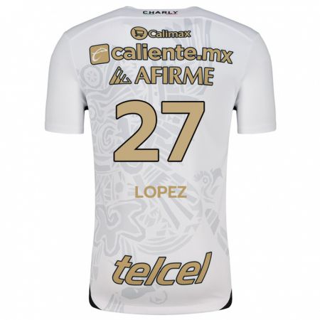 Kandiny Niño Camiseta Victoria López #27 Blanco Negro 2ª Equipación 2024/25 La Camisa