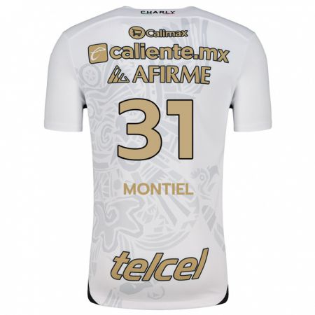 Kandiny Bambino Maglia Abril Montiel #31 Bianco Nero Kit Gara Away 2024/25 Maglietta