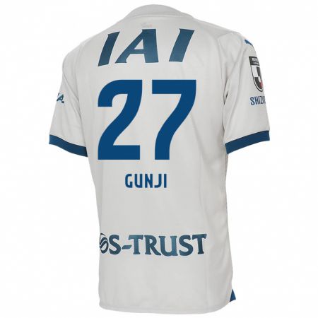 Kandiny Bambino Maglia Riku Gunji #27 Bianco Blu Kit Gara Away 2024/25 Maglietta