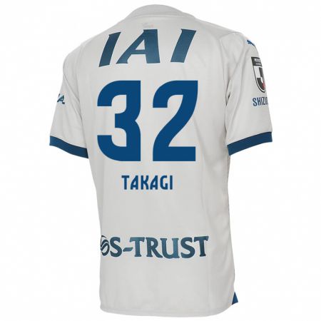 Kandiny Bambino Maglia Sen Takagi #32 Bianco Blu Kit Gara Away 2024/25 Maglietta