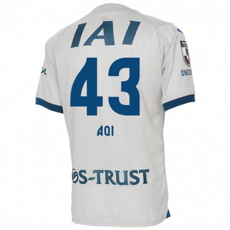 Kandiny Bambino Maglia Aoi Ando #43 Bianco Blu Kit Gara Away 2024/25 Maglietta