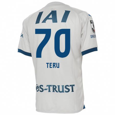 Kandiny Bambino Maglia Teruki Hara #70 Bianco Blu Kit Gara Away 2024/25 Maglietta