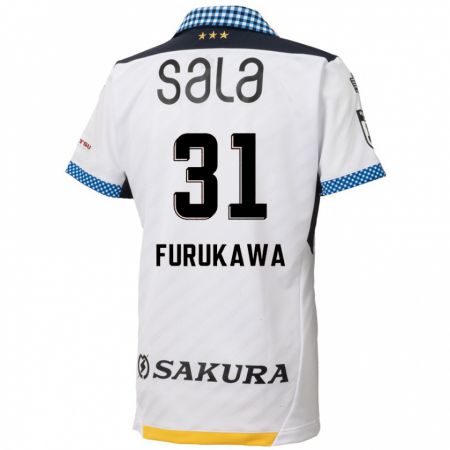 Kandiny Bambino Maglia Yosuke Furukawa #31 Bianco Nero Kit Gara Away 2024/25 Maglietta