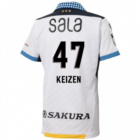 Kandiny Bambino Maglia Keizen Iida #47 Bianco Nero Kit Gara Away 2024/25 Maglietta