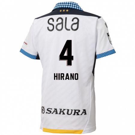 Kandiny Bambino Maglia Rion Hirano #4 Bianco Nero Kit Gara Away 2024/25 Maglietta