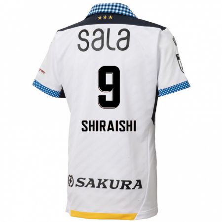 Kandiny Bambino Maglia Eriya Shiraishi #9 Bianco Nero Kit Gara Away 2024/25 Maglietta