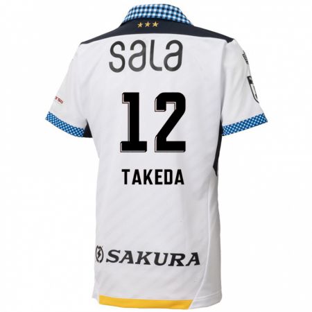 Kandiny Bambino Maglia Yusei Takeda #12 Bianco Nero Kit Gara Away 2024/25 Maglietta