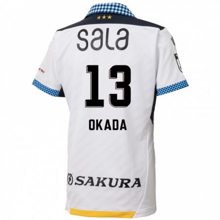 Kandiny Bambino Maglia Kosei Okada #13 Bianco Nero Kit Gara Away 2024/25 Maglietta