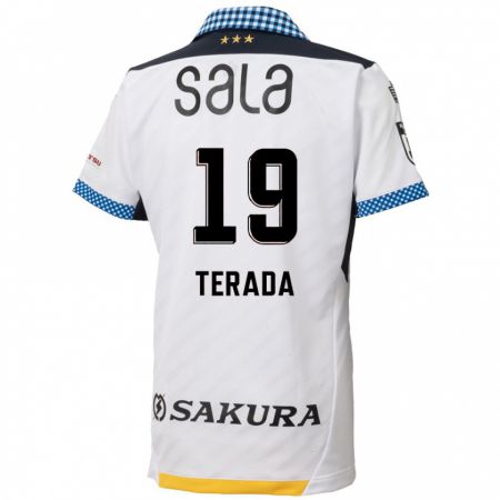 Kandiny Niño Camiseta Akihiko Terada #19 Blanco Negro 2ª Equipación 2024/25 La Camisa