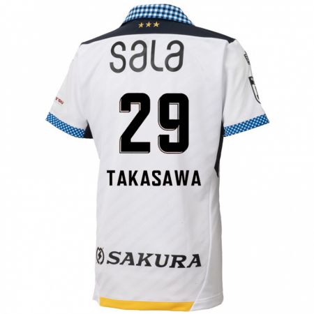 Kandiny Bambino Maglia Kaito Takasawa #29 Bianco Nero Kit Gara Away 2024/25 Maglietta