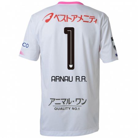 KandinyキッズArnau Riera#1ホワイト ブルー ピンクアウェイシャツ2024/25ジャージーユニフォーム