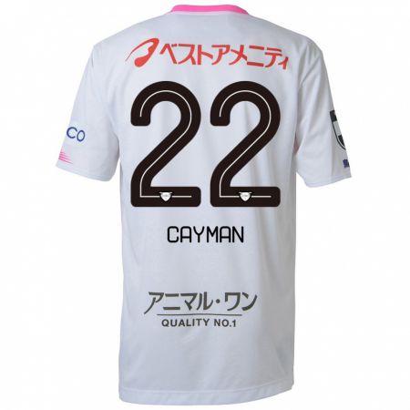 Kandiny Bambino Maglia Cayman Togashi #22 Bianco Blu Rosa Kit Gara Away 2024/25 Maglietta