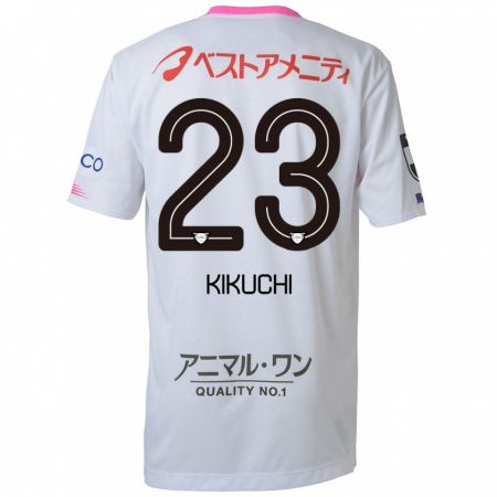 Kandiny Bambino Maglia Taichi Kikuchi #23 Bianco Blu Rosa Kit Gara Away 2024/25 Maglietta