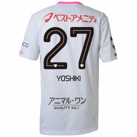 Kandiny Bambino Maglia Yoshiki Narahara #27 Bianco Blu Rosa Kit Gara Away 2024/25 Maglietta